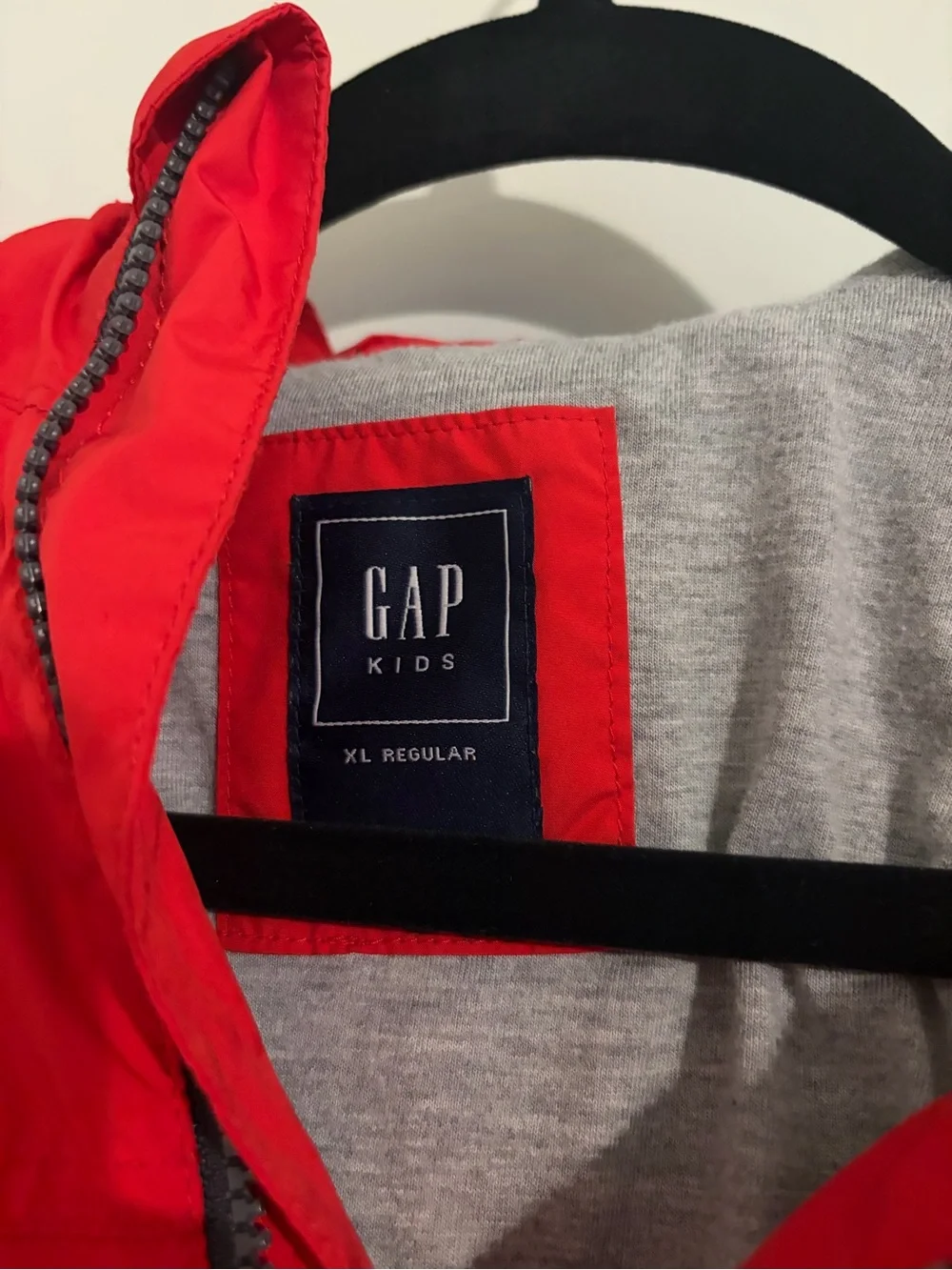 GAP Red Hooded Rain Jacket with Grey Lining